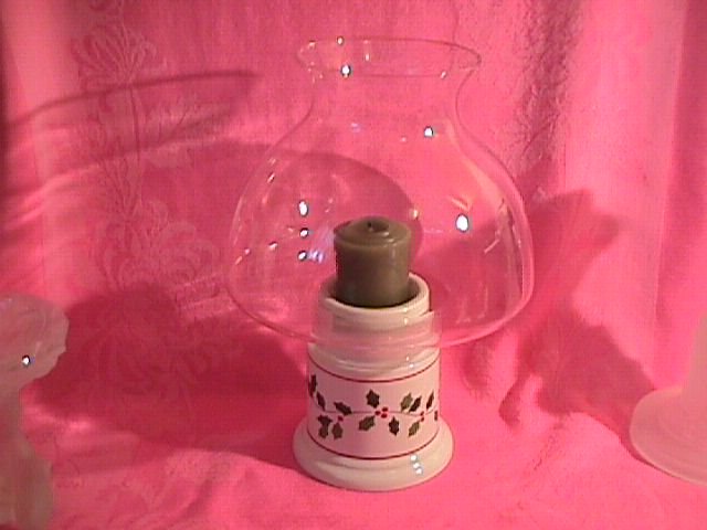 Christmas-Holly Berries Hurricane Lamp