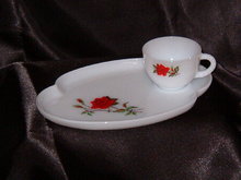 Federal Glass Co Rosecrest Snack Set