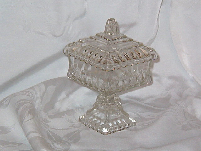 Adams & Co Glass Crystal Wedding Compote w/Lid