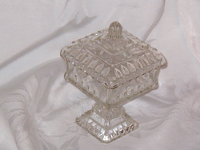 Adams & Co Glass Crystal Wedding Compote w/Lid