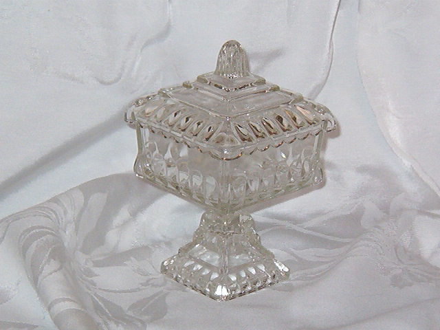 Adams & Co Glass Crystal Wedding Compote w/Lid