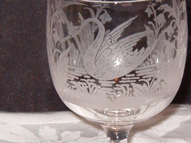 EAPG Etched Swan Goblet