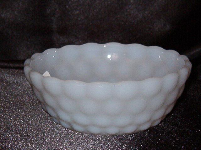Anchor Hocking Bubble Milk Glass Fruit Bowl