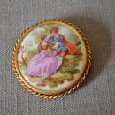 Vintage Limoges Porcelain Brooch Fragonard