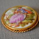 Vintage Limoges Porcelain Brooch Fragonard