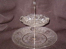 Indiana Glass Sandwich 2 Tiered Serving Tray