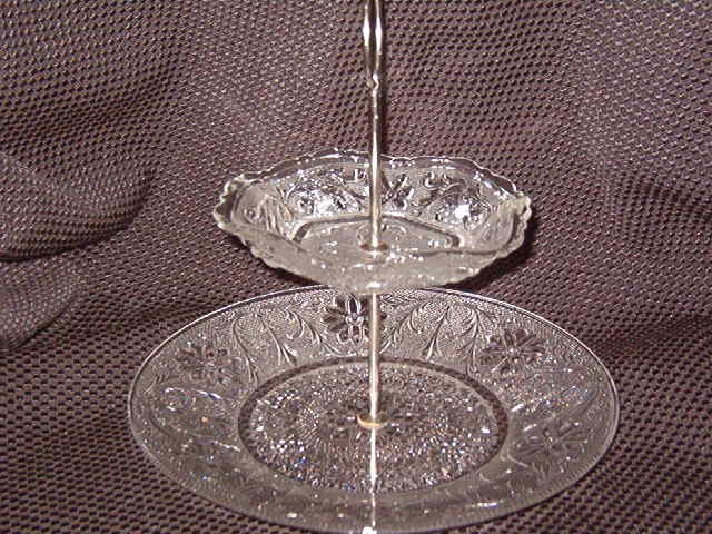 Indiana Glass Sandwich 2 Tiered Serving Tray