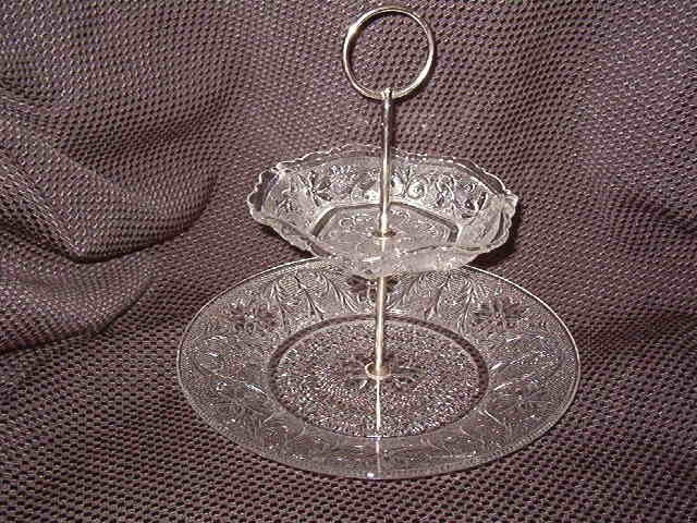 Indiana Glass Sandwich 2 Tiered Serving Tray
