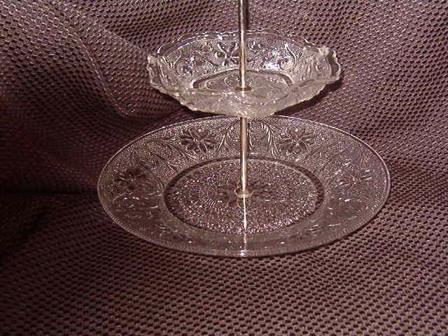 Indiana Glass Sandwich 2 Tiered Serving Tray