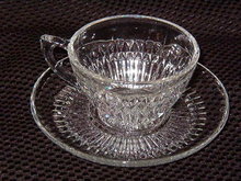 Jeannette Glass Co Anniversary Clear Cup & Saucer