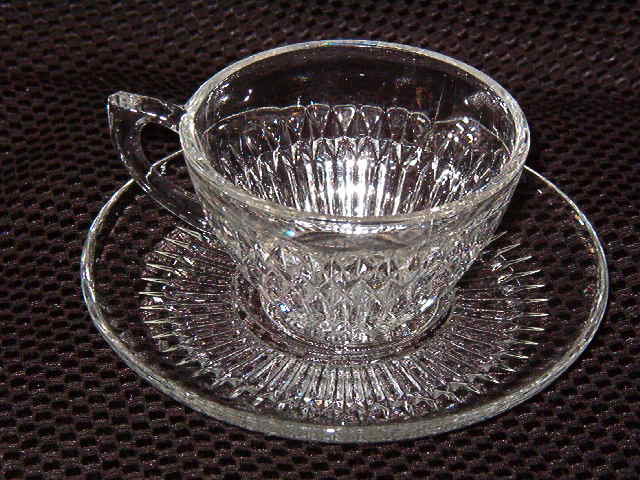 Jeannette Glass Co Anniversary Clear Cup & Saucer