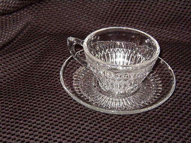 Jeannette Glass Co Anniversary Clear Cup & Saucer