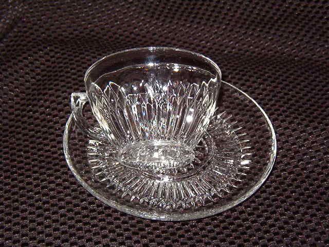 Jeannette Glass Co Anniversary Clear Cup & Saucer