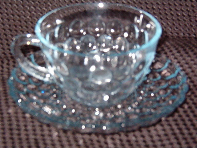 Anchor Hocking Bubble Blue Cup & Saucer