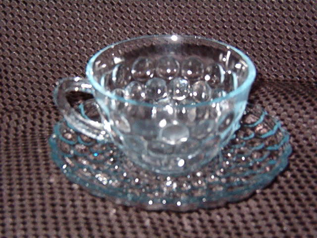 Anchor Hocking Bubble Blue Cup & Saucer