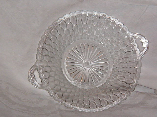 Indiana Glass Honeycomb Handled Relish Dish