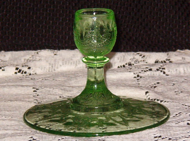 Anchor Hocking Cameo Green Single Light Candlestick