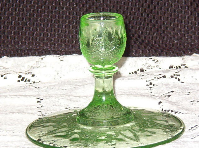 Anchor Hocking Cameo Green Single Light Candlestick