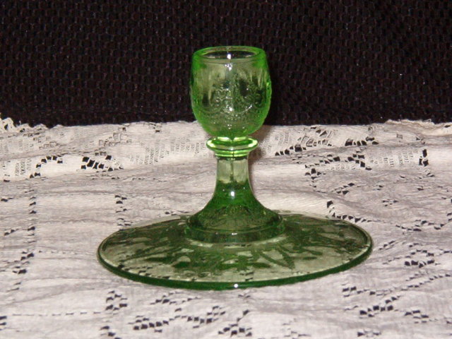 Anchor Hocking Cameo Green Single Light Candlestick