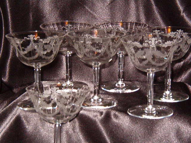7 Fostoria Victory Etch #257 Champagne Tall Sherbet