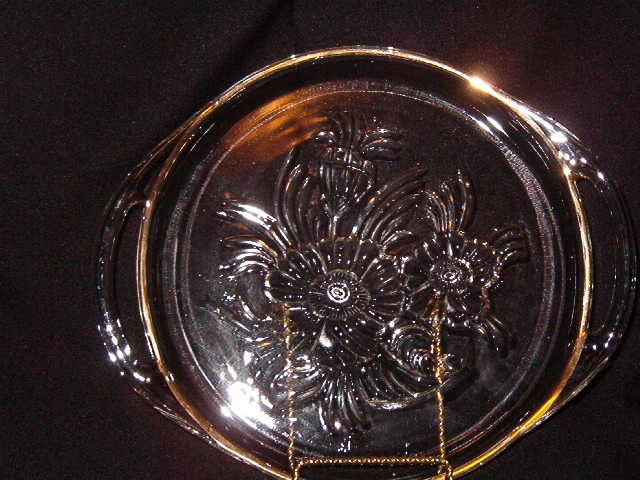 Jeannette Glass Camellia Two Handled Tray