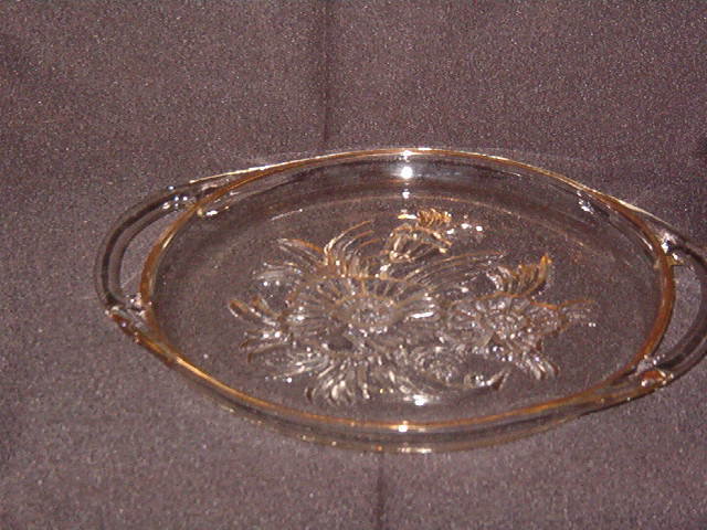 Jeannette Glass Camellia Two Handled Tray