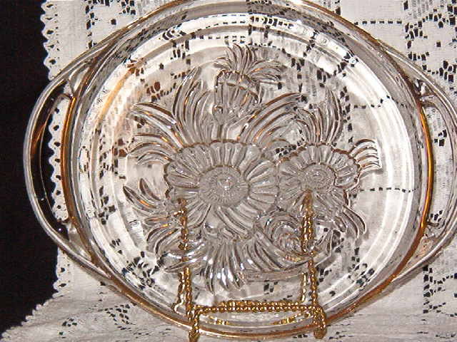 Jeannette Glass Camellia Two Handled Tray