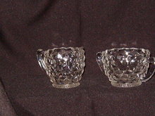 Jeannette Glass Cube Clear Creamer & Sugar