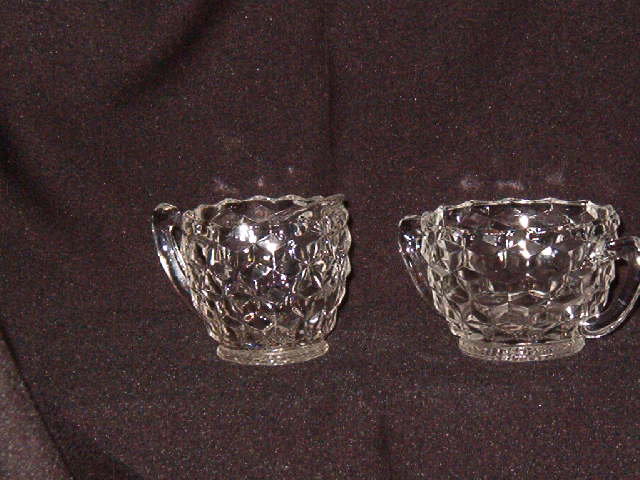Jeannette Glass Cube Clear Creamer & Sugar
