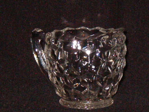 Jeannette Glass Cube Clear Creamer & Sugar