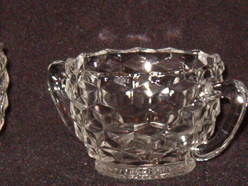 Jeannette Glass Cube Clear Creamer & Sugar