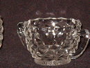Jeannette Glass Cube Clear Creamer & Sugar