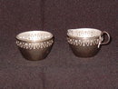 Glass Creamer & Sugar in Metal Holders Made in England