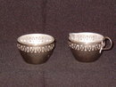 Glass Creamer & Sugar in Metal Holders Made in England