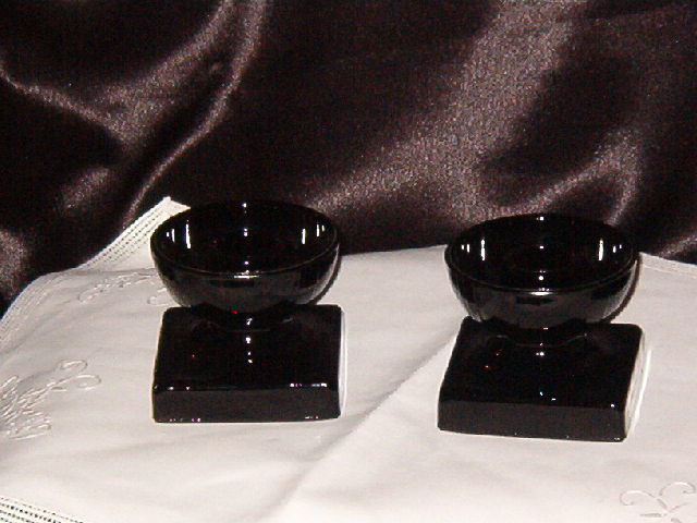 L E Smith Glass Mt Pleasant Black Pair of Single Light Candlesticks