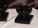 L E Smith Glass Mt Pleasant Black Pair of Single Light Candlesticks