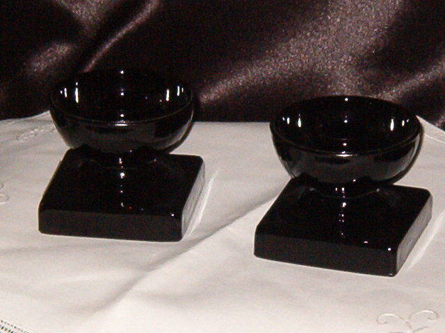 L E Smith Glass Mt Pleasant Black Pair of Single Light Candlesticks