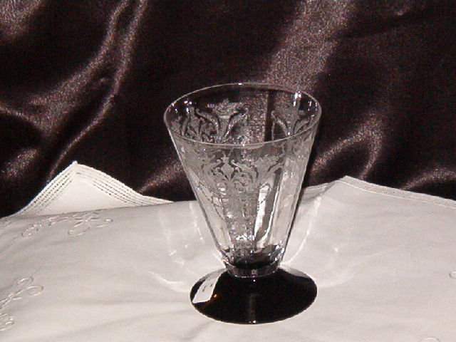 Elegant Glass Black Footed Etched Glass