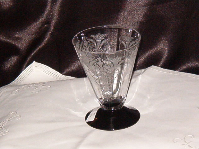 Elegant Glass Black Footed Etched Glass