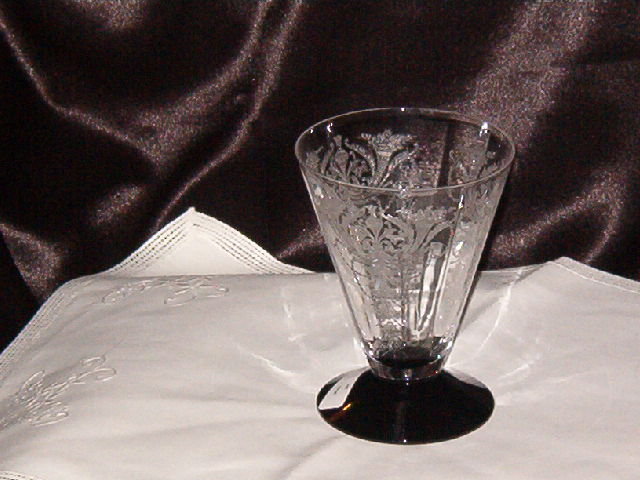Elegant Glass Black Footed Etched Glass