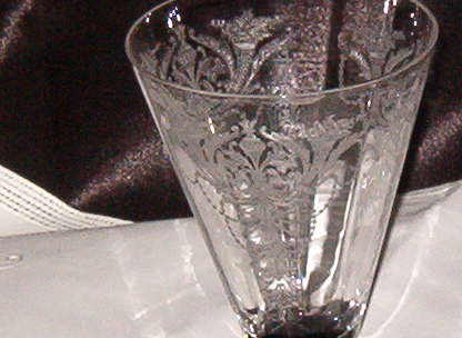 Elegant Glass Black Footed Etched Glass