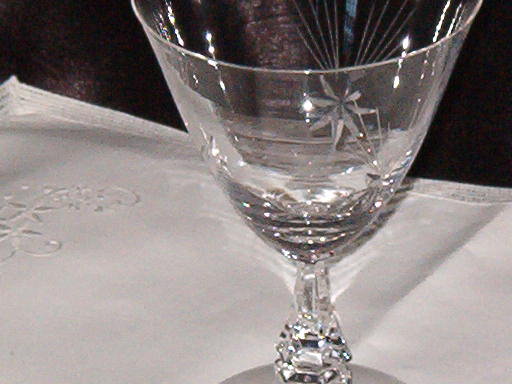 Crystal Star Etched Stemware Water Goblet