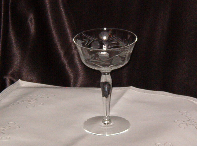 Vintage Etched Stemware Champagne Tall Sherbet