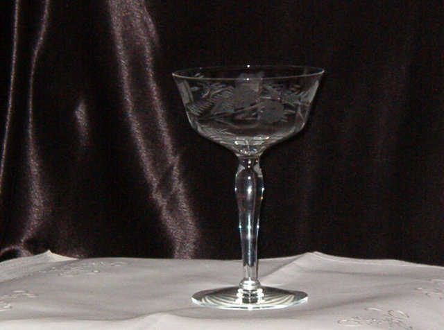 Vintage Etched Stemware Champagne Tall Sherbet