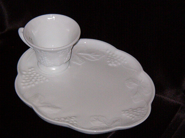 Colony Harvest Milk Glass Snack Tray w/Cup
