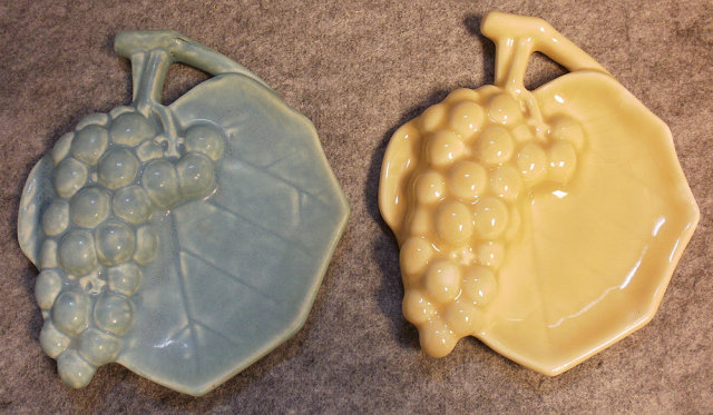 2 Vintage Rookwood Tray Grapes and Leaf. #6391