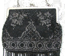 Vintage Beaded Purse, Black & Silver