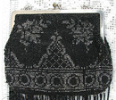 Vintage Beaded Purse, Black & Silver