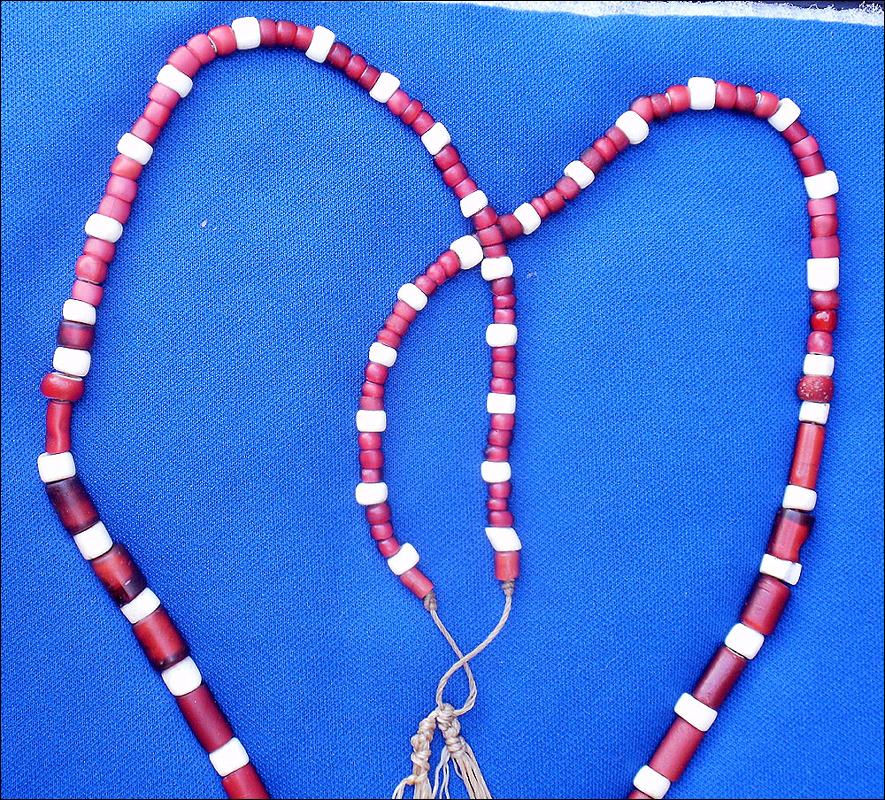Early 19th Century Chumash Native American Beaded Necklace w/ Silver Piece 1807