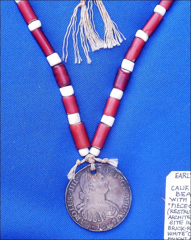 Early 19th Century Chumash Native American Beaded Necklace w/ Silver Piece 1807